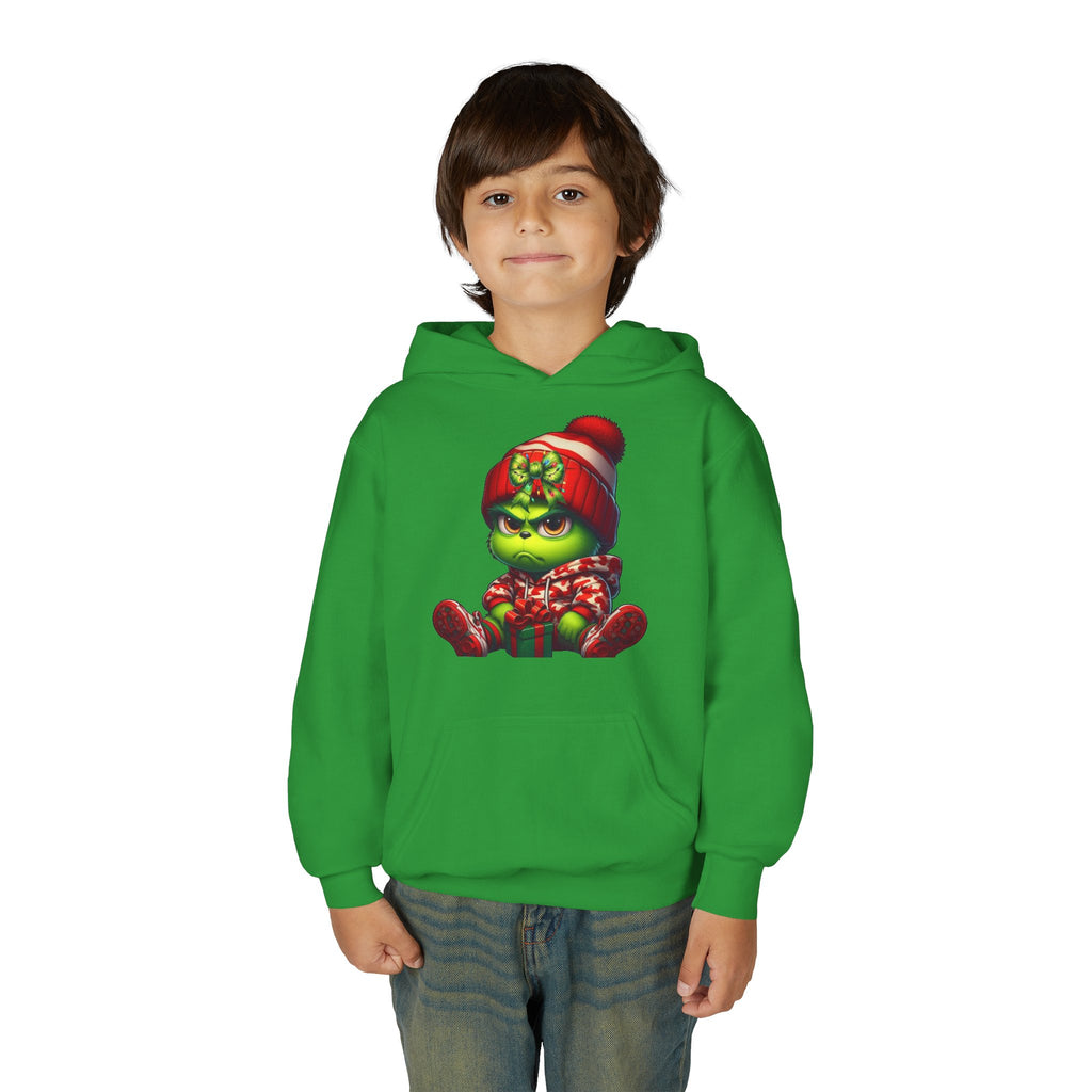 Youth Hoodie - Grumpy Grinch in Holiday Pajamas Christmas Sweatshirt