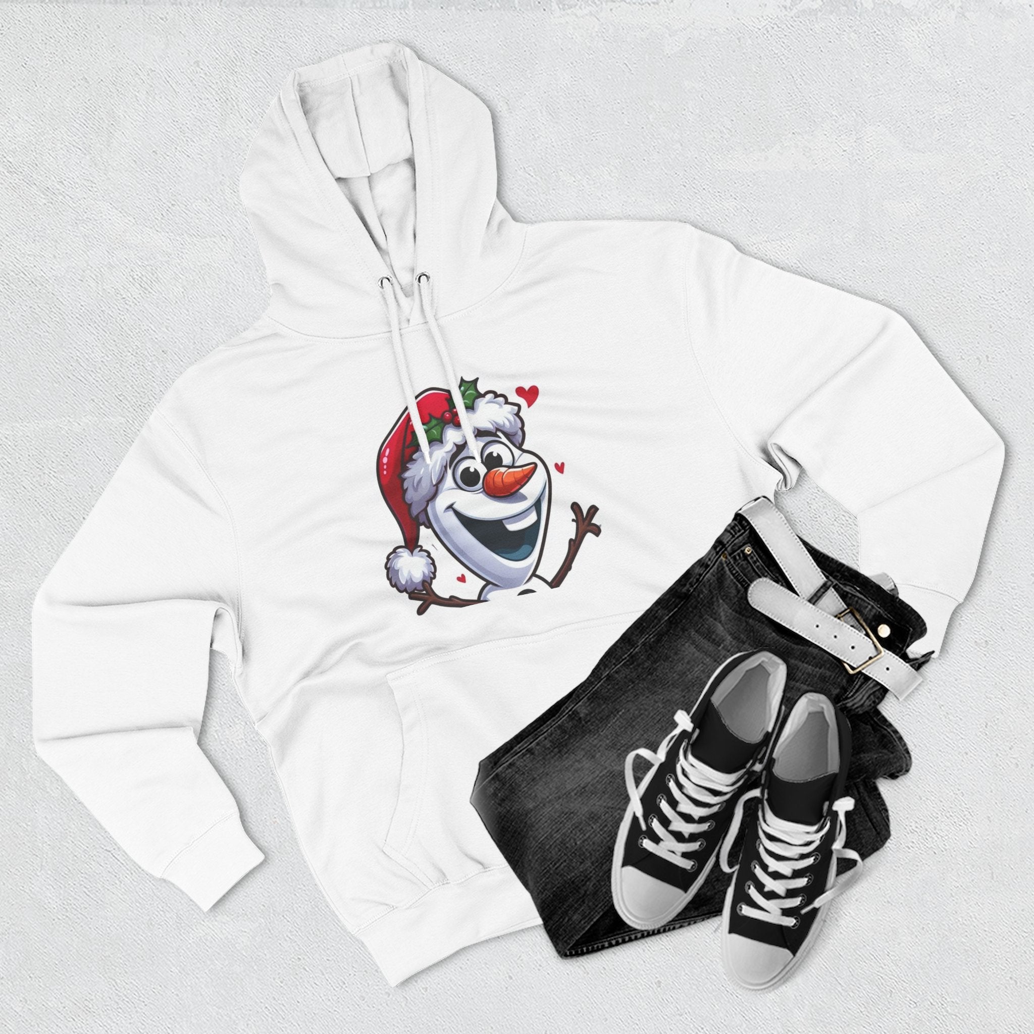 Holiday Snowman Hoodie — Cute Santa Hat Olaf-Style Winter Pullover