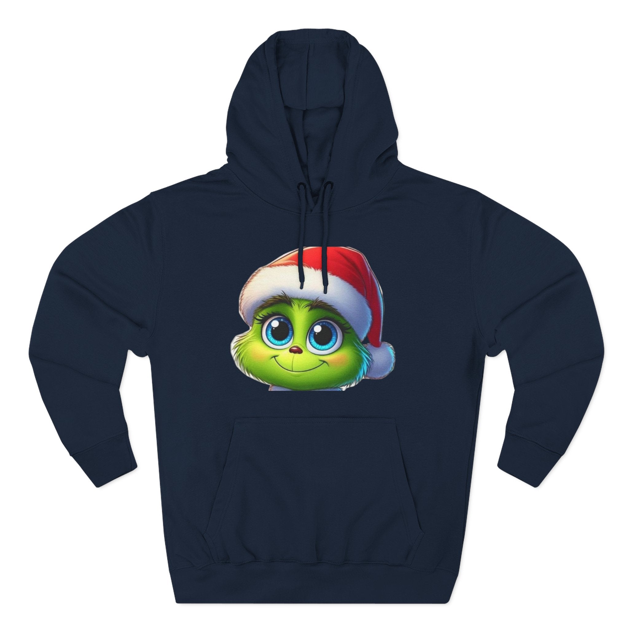 Christmas Grinch Face Hoodie — Cute Green Grinch in Santa Hat Holiday Sweatshirt