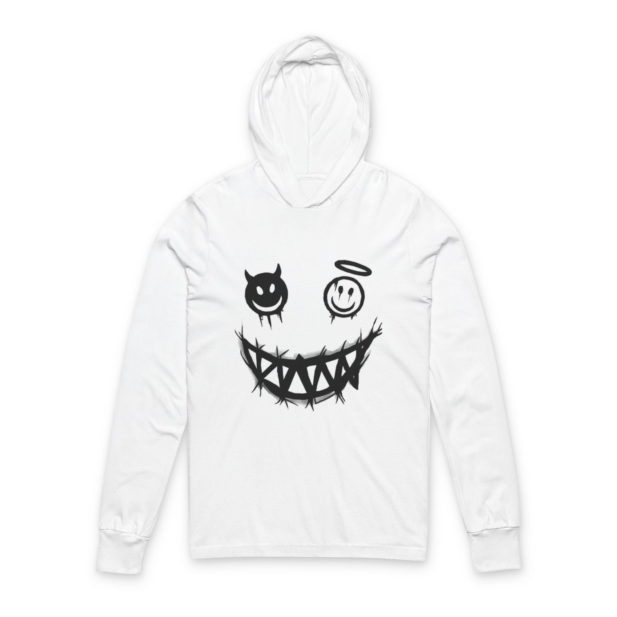 Copy of Black and White Unisex Hooded Long Sleeve Tee - Sudaderas Blanco y Negro