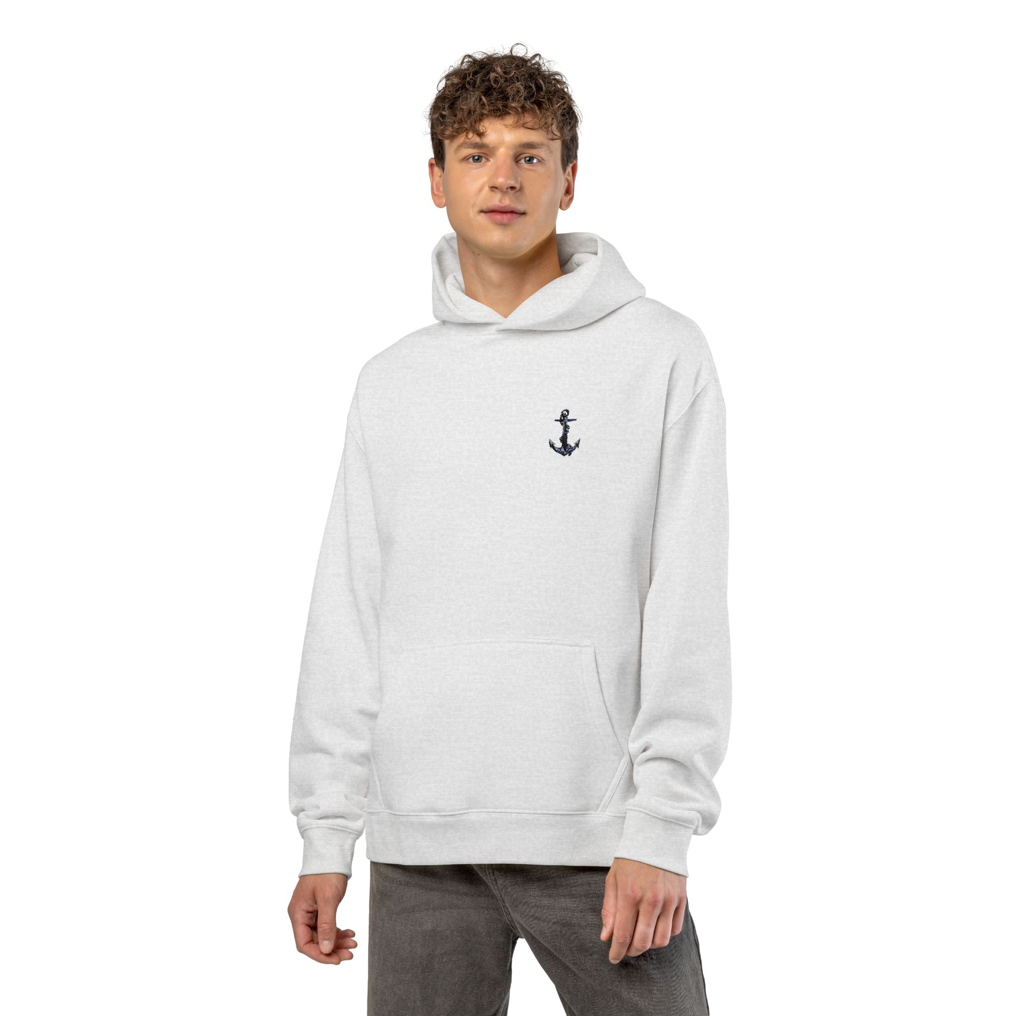 Anchor Embroidered Hoodie — Minimal Nautical Relaxed Pullover
