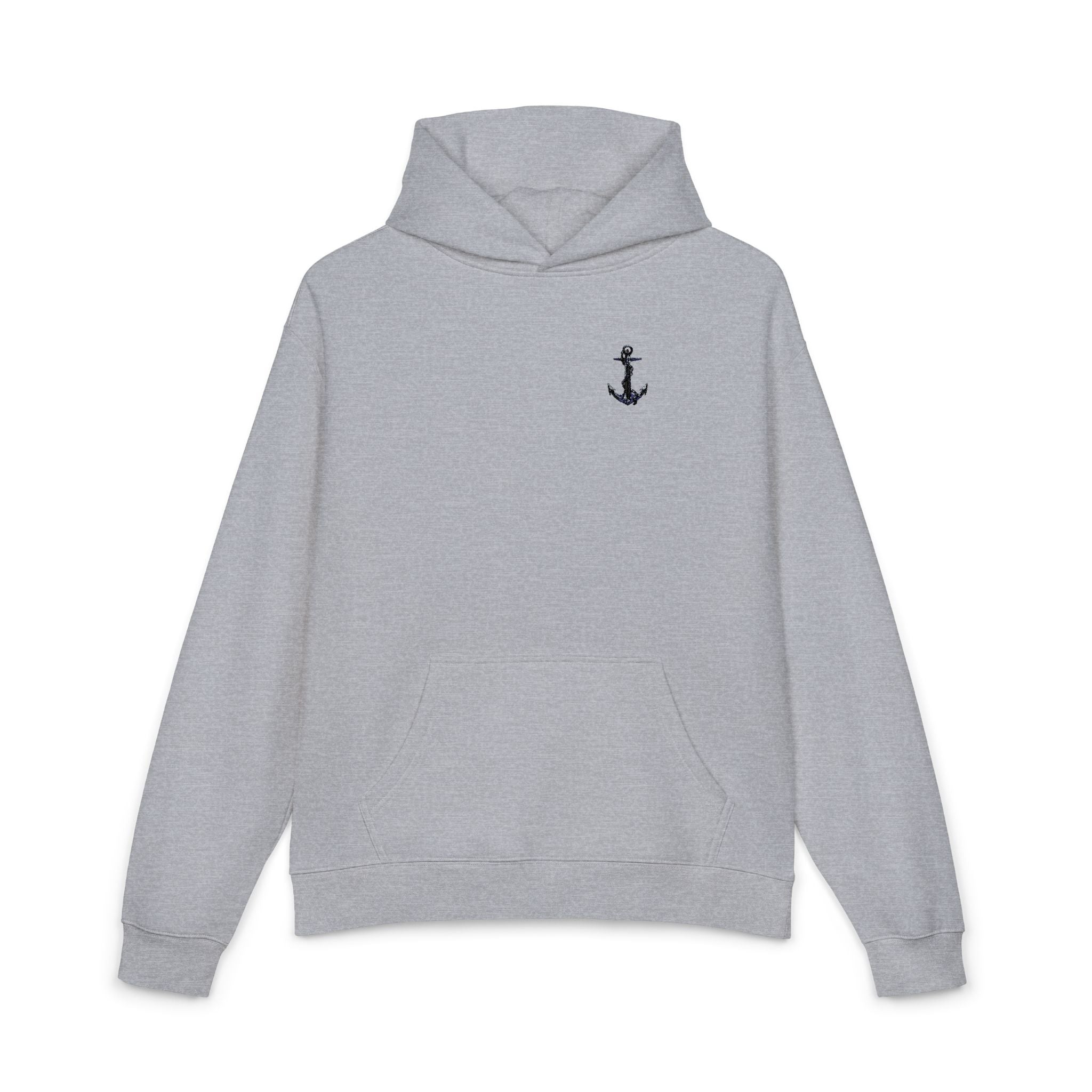 Anchor Embroidered Hoodie — Minimal Nautical Relaxed Pullover
