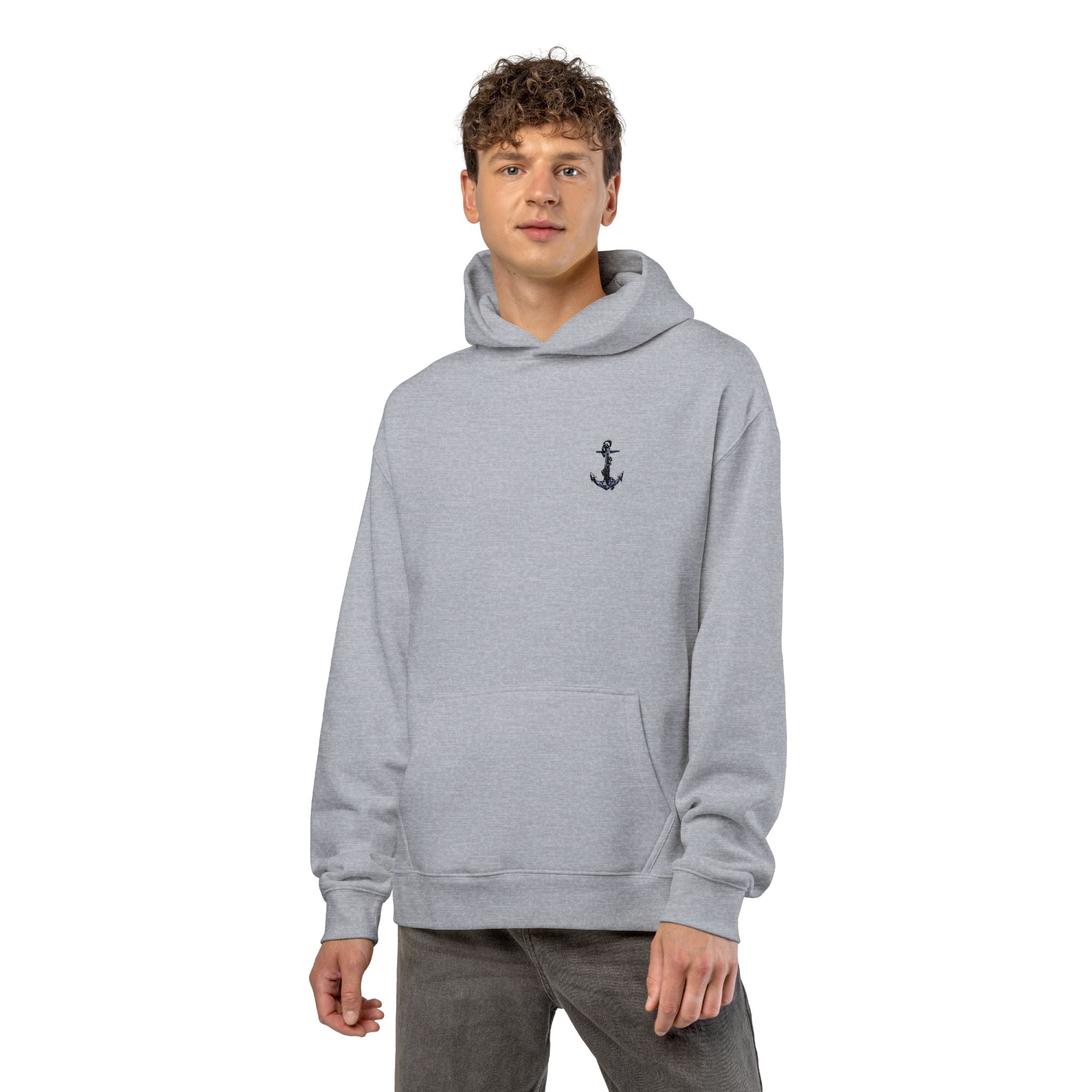 Anchor Embroidered Hoodie — Minimal Nautical Relaxed Pullover