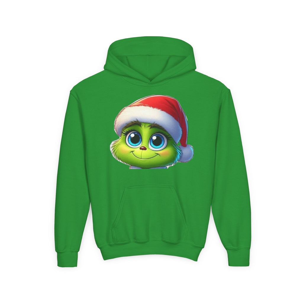 Kids Christmas Grinch Face Hoodie — Cute Santa Hat Holiday Sweatshirt for Children