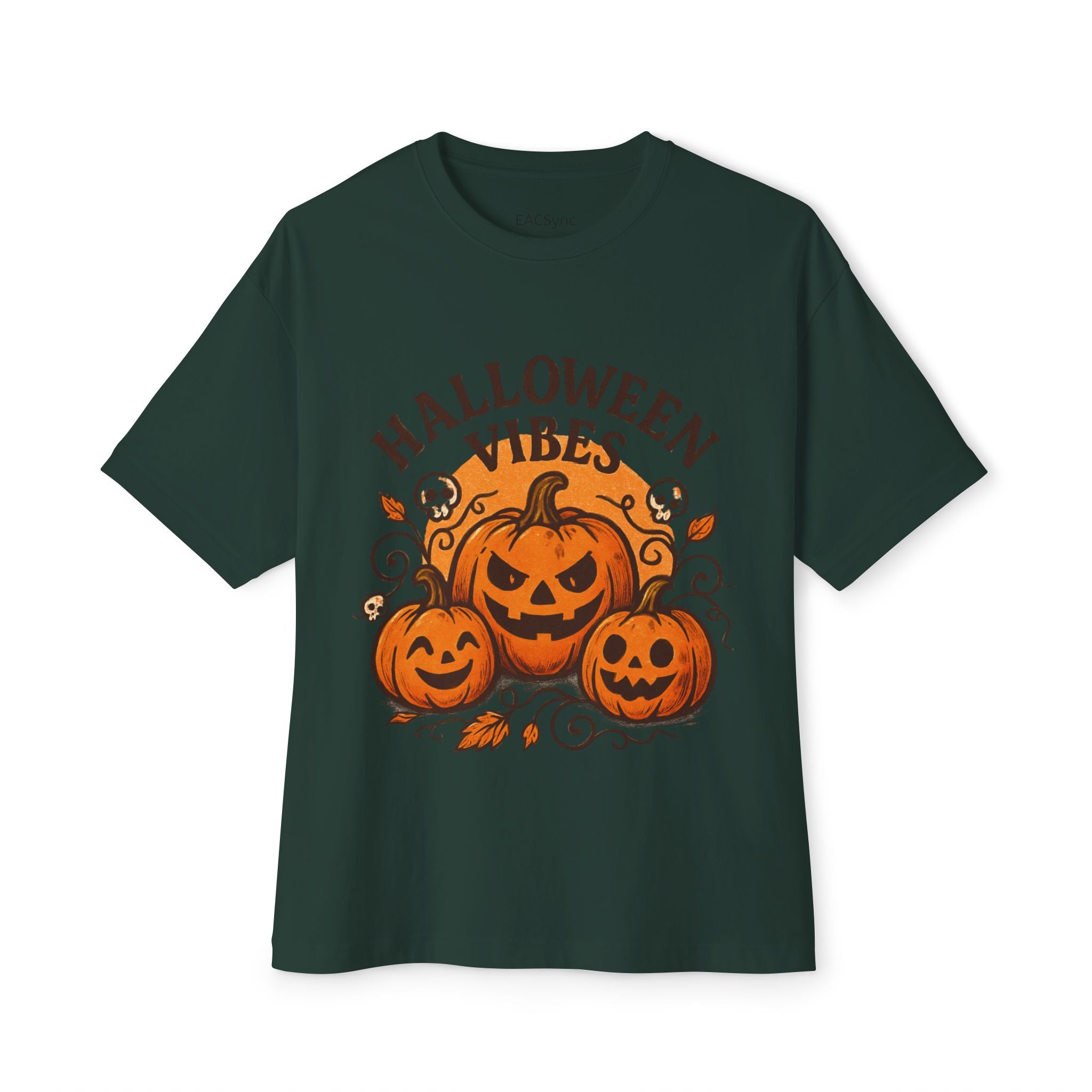 Halloween Vibes Oversized Tee, Unisex Halloween Shirt, Fall Fashion Tee, Spooky Season Top, Pumpkin Graphic Tee, Comfortable Casual Tee