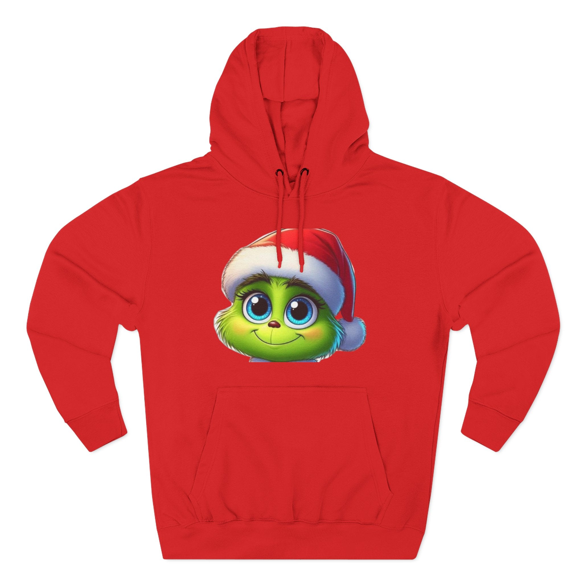 Christmas Grinch Face Hoodie — Cute Green Grinch in Santa Hat Holiday Sweatshirt