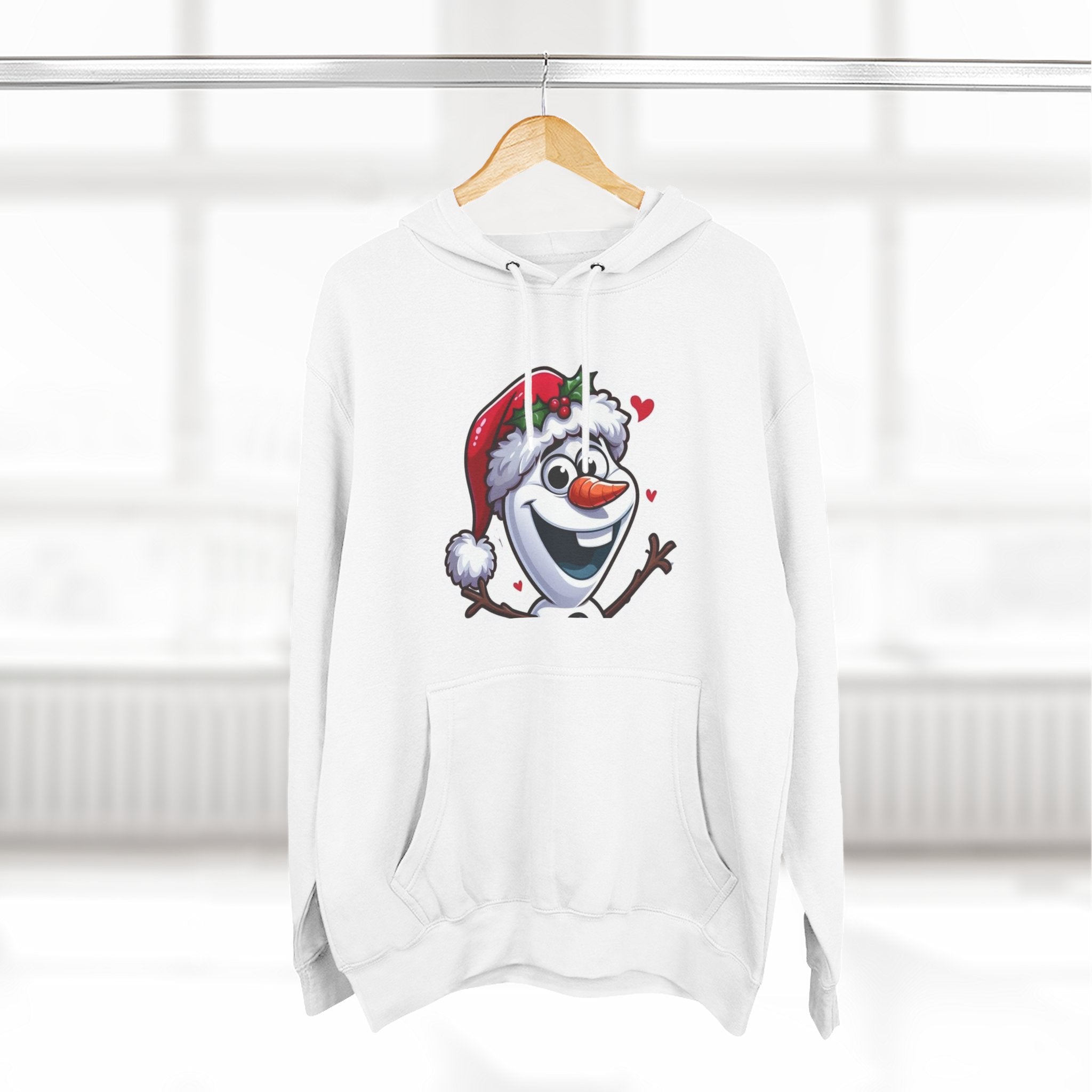 Holiday Snowman Hoodie — Cute Santa Hat Olaf-Style Winter Pullover