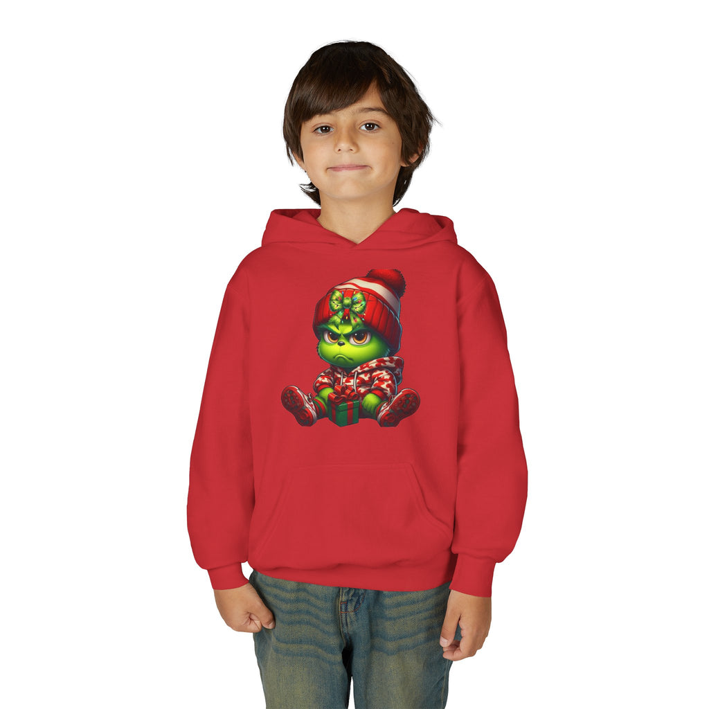 Youth Hoodie - Grumpy Grinch in Holiday Pajamas Christmas Sweatshirt