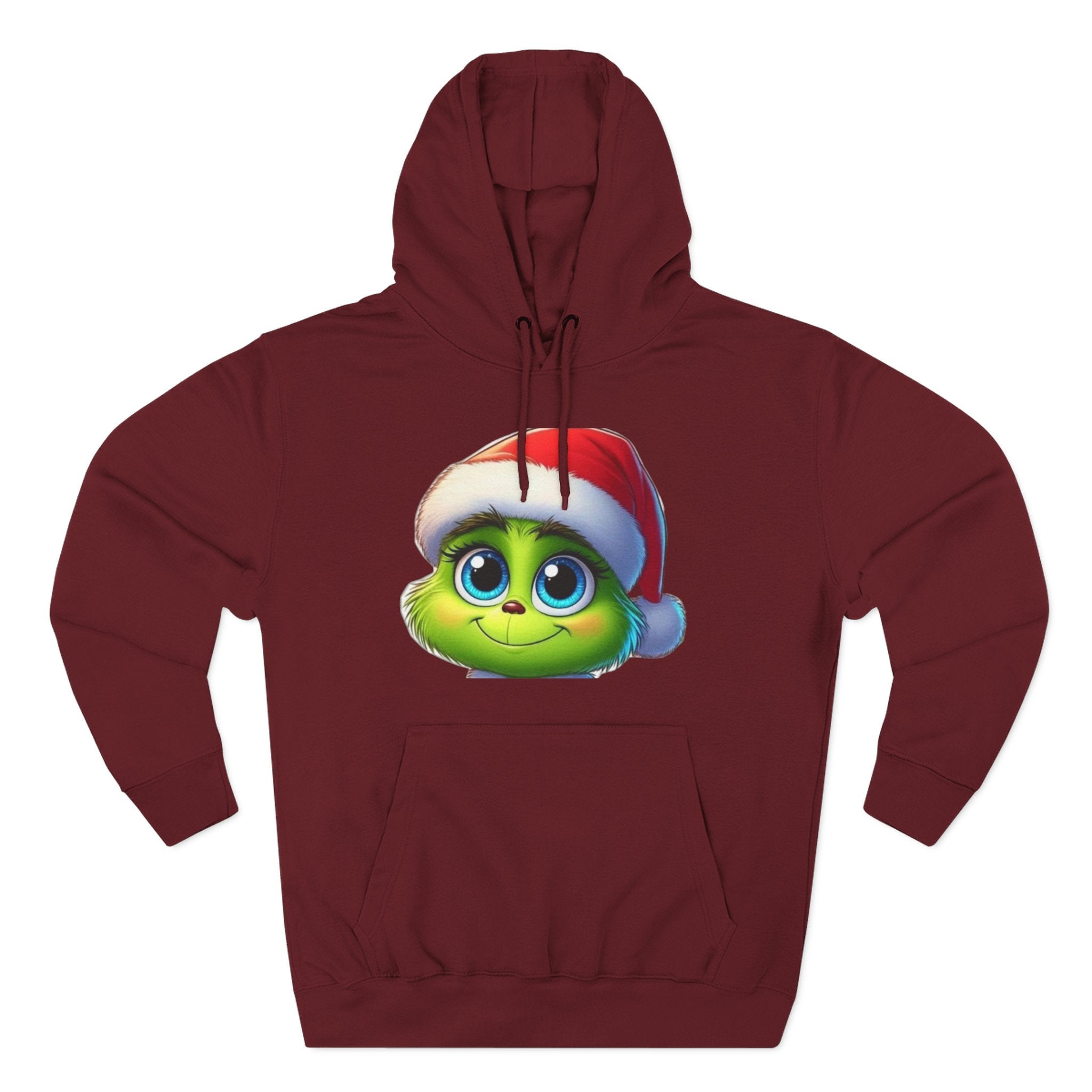 Christmas Grinch Face Hoodie — Cute Green Grinch in Santa Hat Holiday Sweatshirt