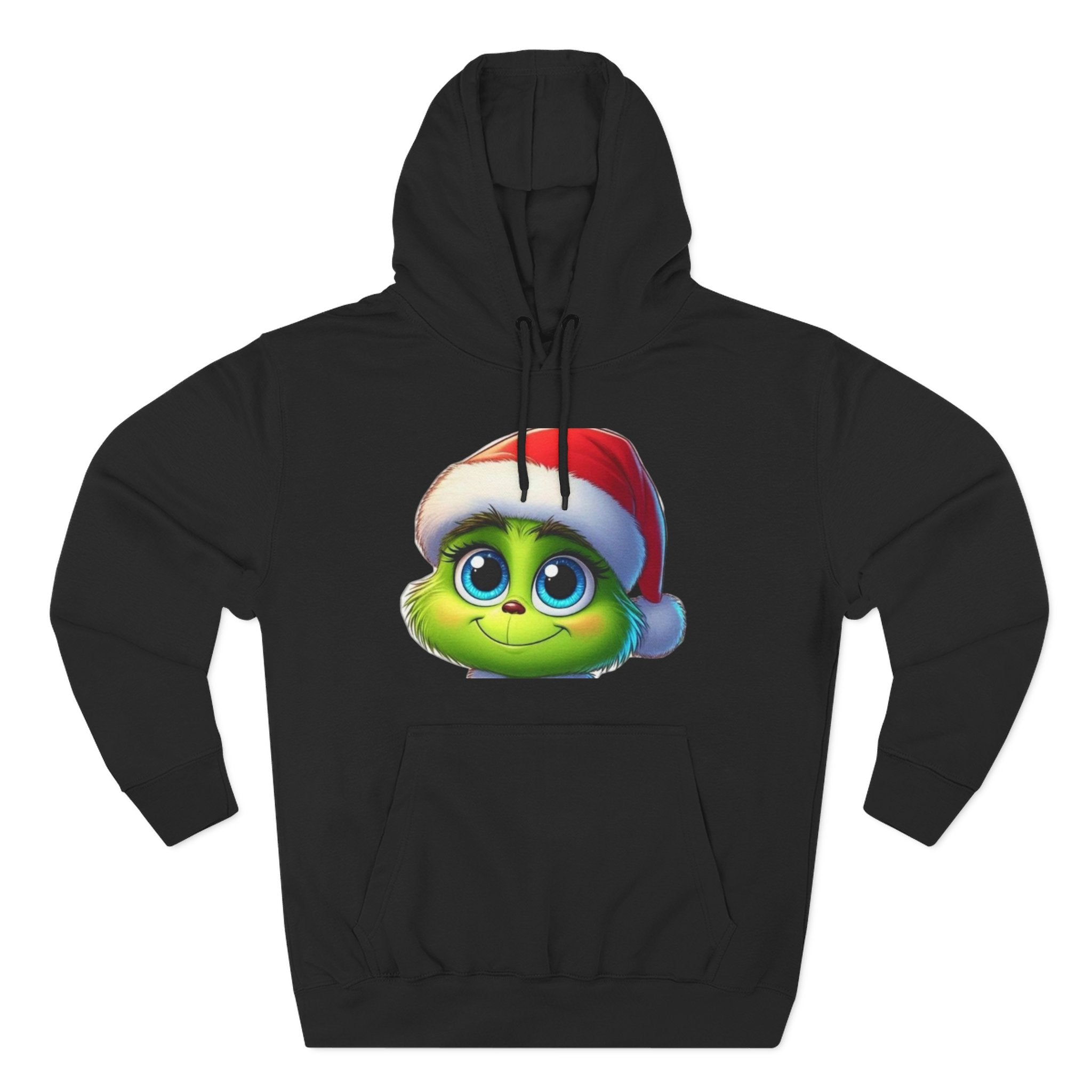 Christmas Grinch Face Hoodie — Cute Green Grinch in Santa Hat Holiday Sweatshirt