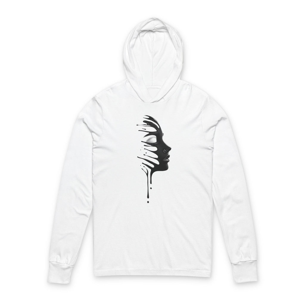 Black and White Unisex Hooded Long Sleeve Tee - Sudaderas Blanco y Negro
