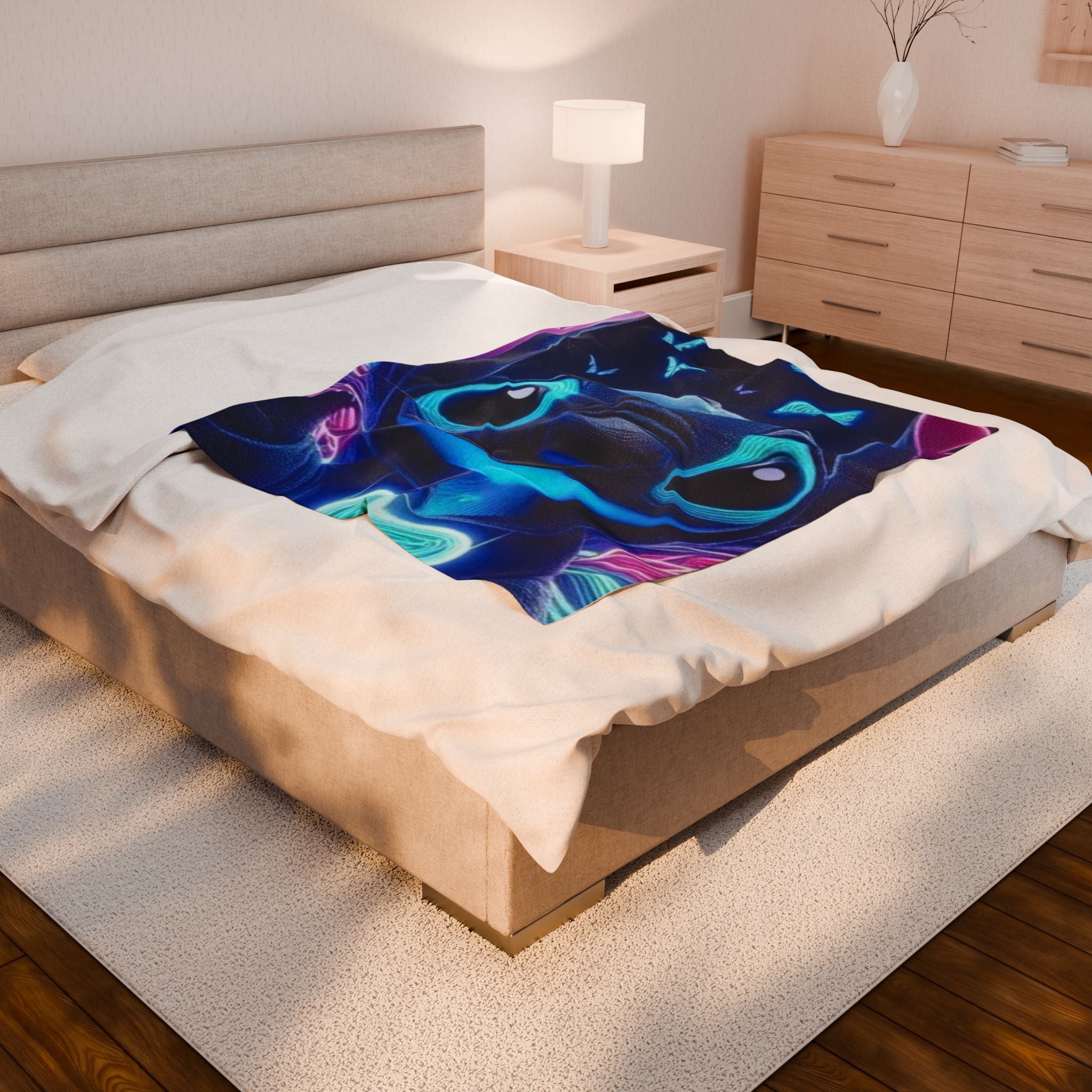 Glow-in-the-Dark Plush Blanket with Heart Design, Cozy Throw, Gift for Kids, Bedroom Decor, Fun Sleepover Blanket