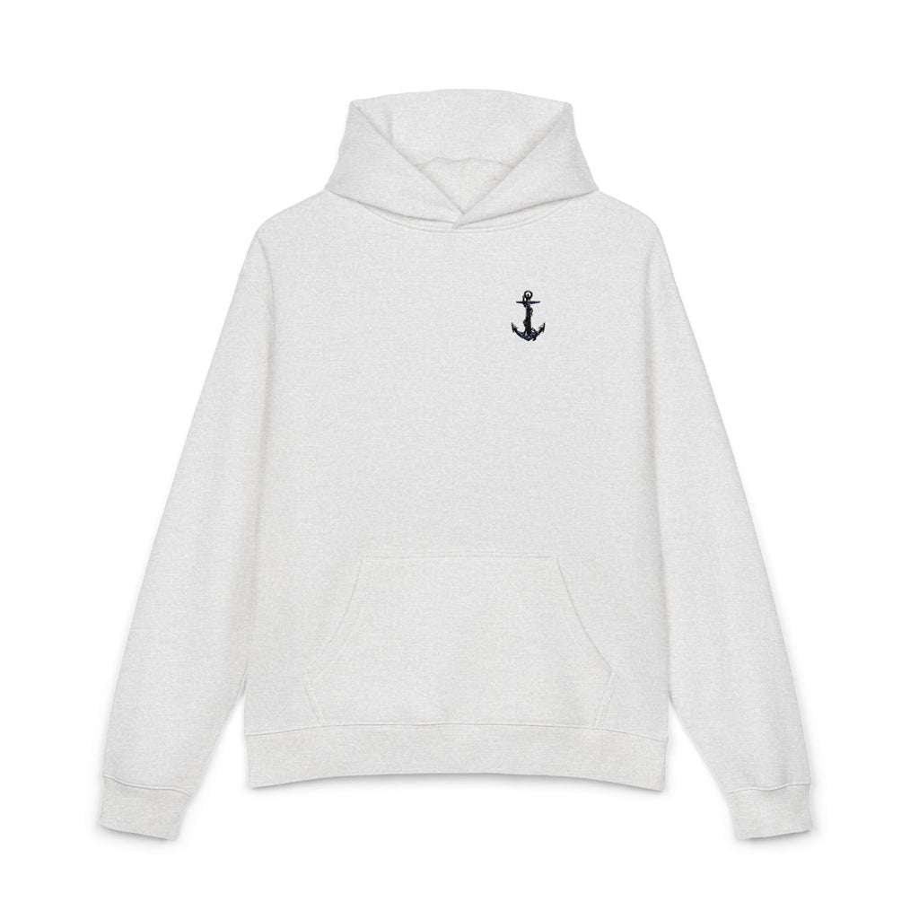 Anchor Embroidered Hoodie — Minimal Nautical Relaxed Pullover