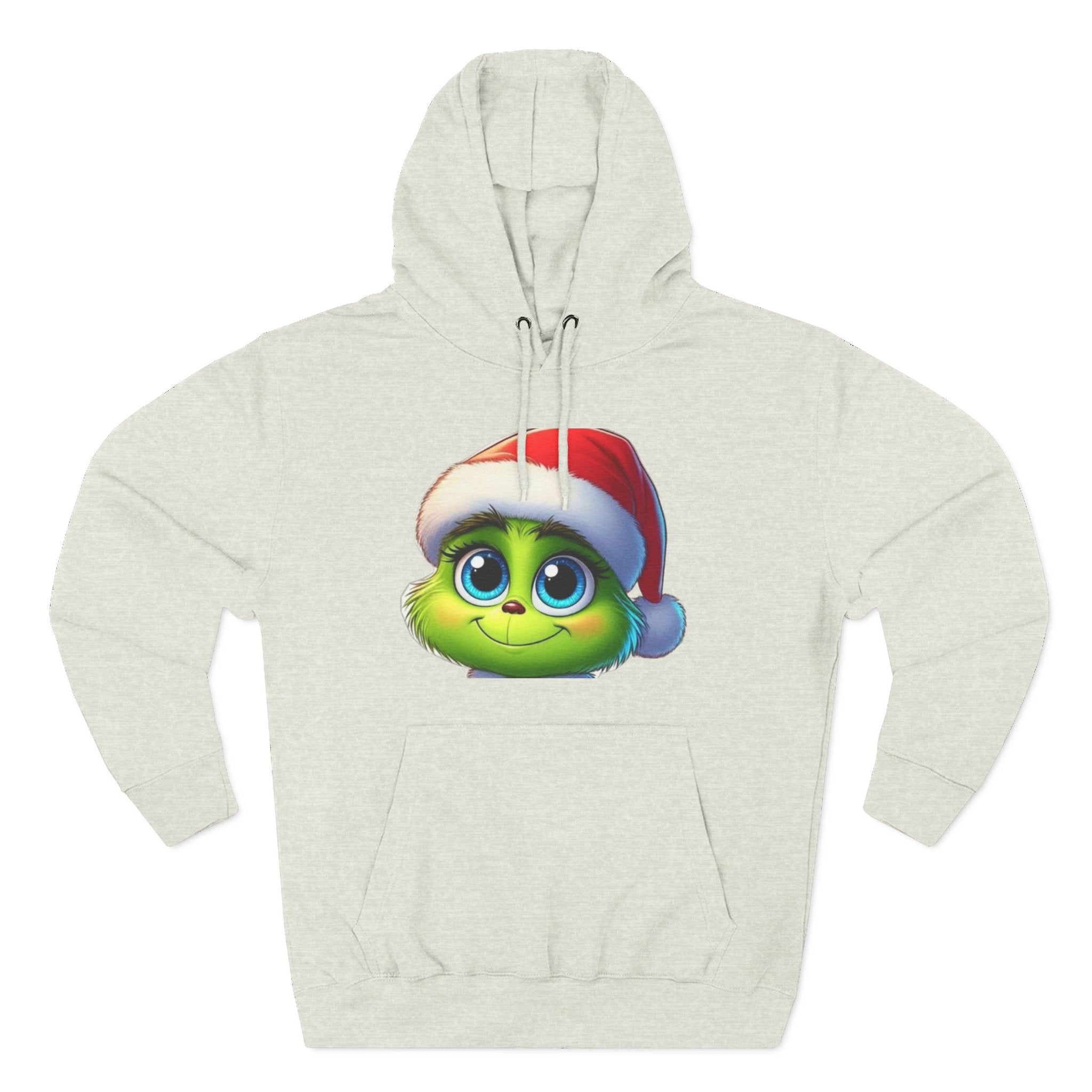 Christmas Grinch Face Hoodie — Cute Green Grinch in Santa Hat Holiday Sweatshirt