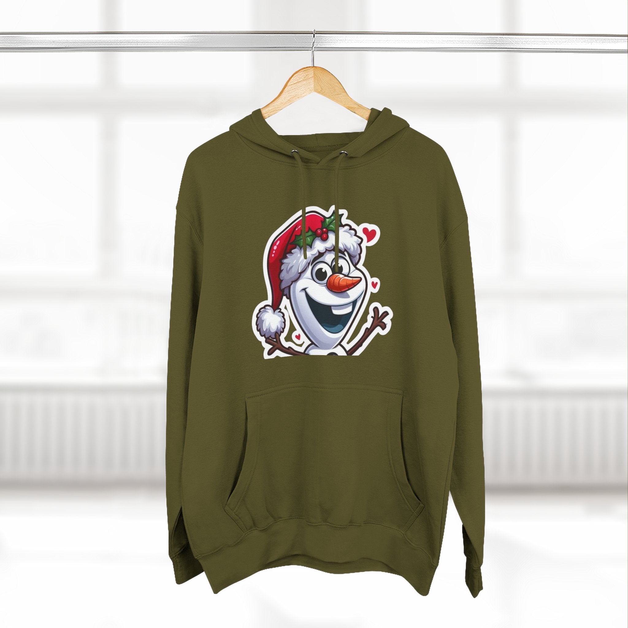Holiday Snowman Hoodie — Cute Santa Hat Olaf-Style Winter Pullover