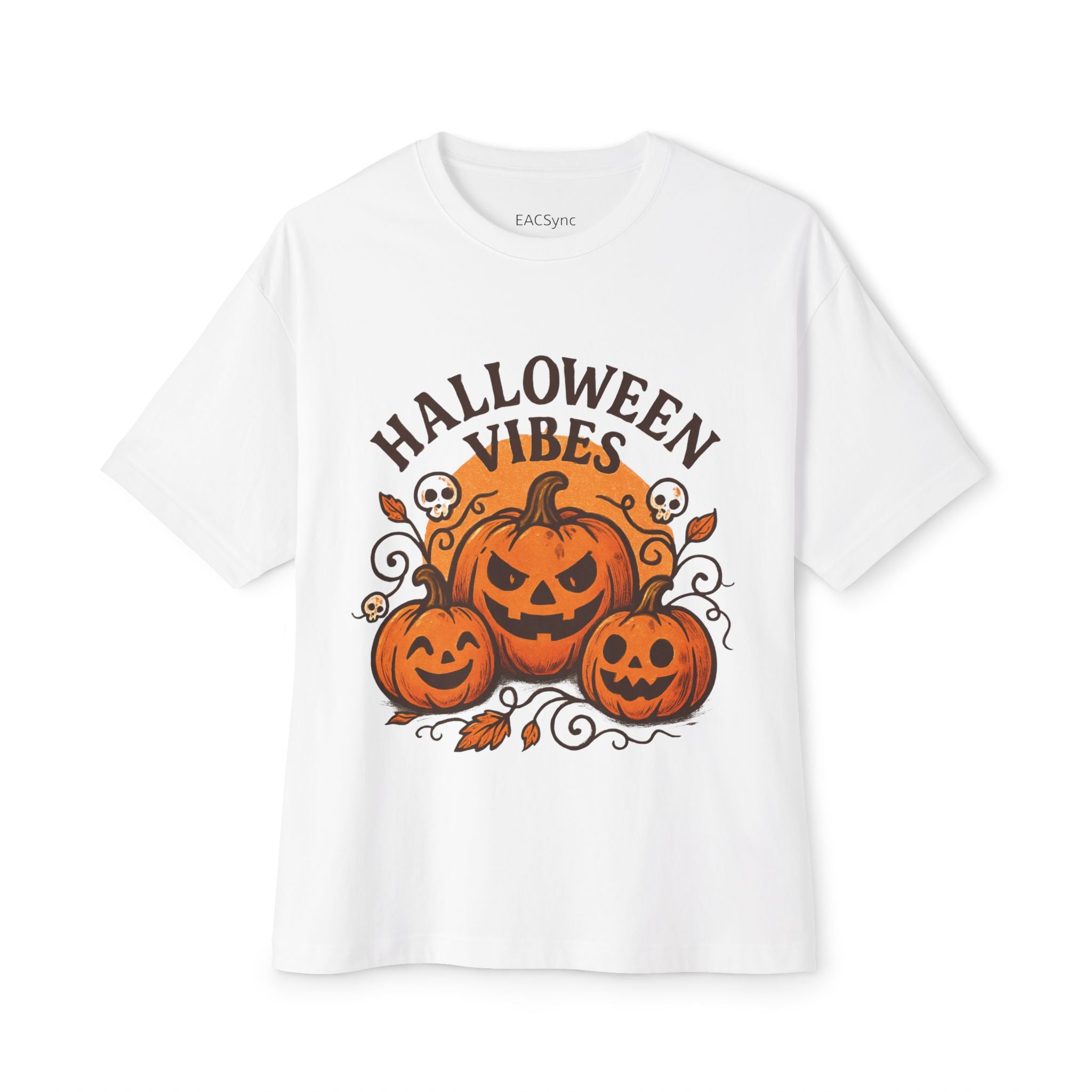 Halloween Vibes Oversized Tee, Unisex Halloween Shirt, Fall Fashion Tee, Spooky Season Top, Pumpkin Graphic Tee, Comfortable Casual Tee