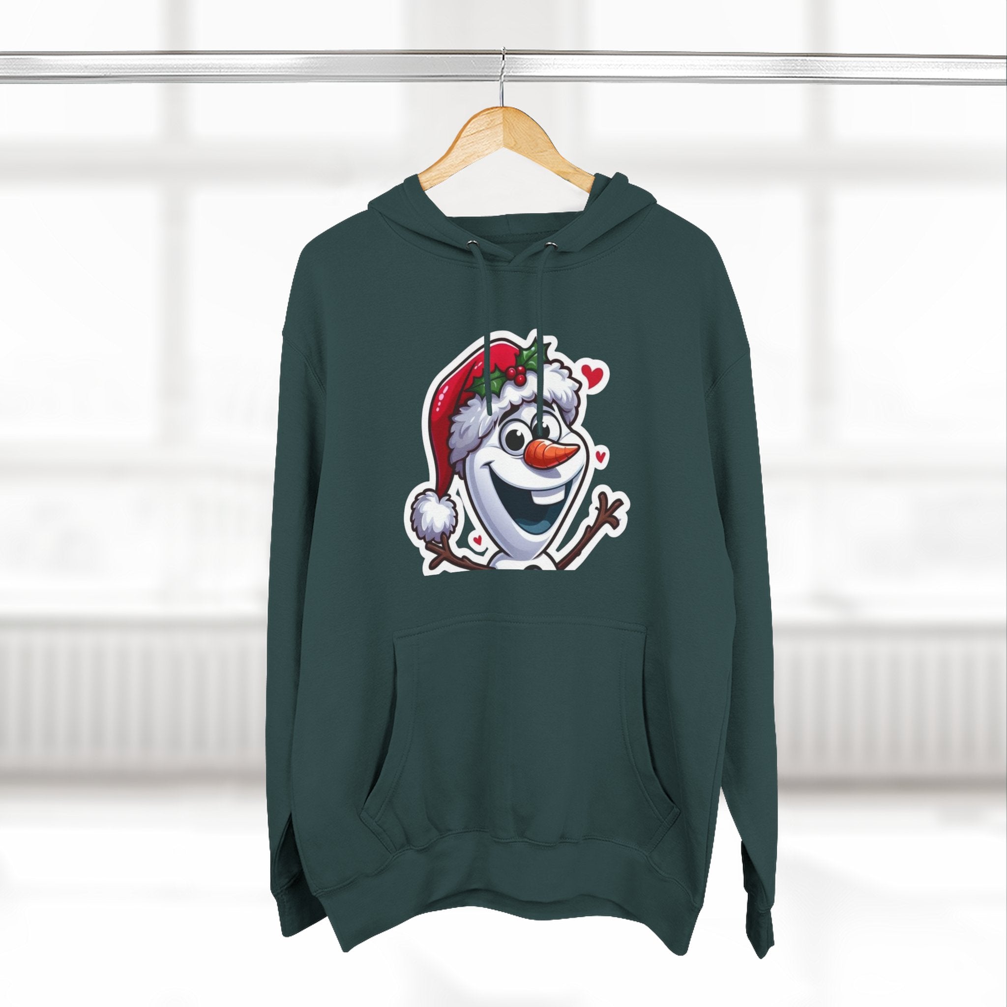 Holiday Snowman Hoodie — Cute Santa Hat Olaf-Style Winter Pullover