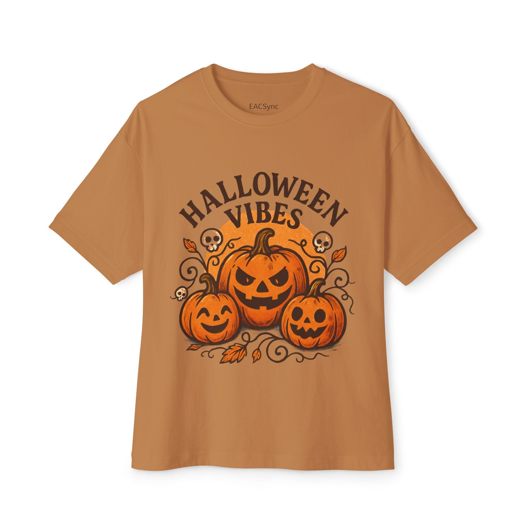 Halloween Vibes Oversized Tee, Unisex Halloween Shirt, Fall Fashion Tee, Spooky Season Top, Pumpkin Graphic Tee, Comfortable Casual Tee